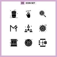 9 Universal Solid Glyphs Set for Web and Mobile Applications business crypto yen coin find Editable Vector Design Elements