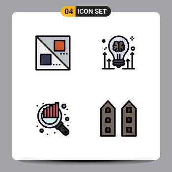 4 Creative Icons Modern Signs and Symbols of cross chart brain idea seo Editable Vector Design Elements