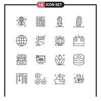 Group of 16 Modern Outlines Set for earth spring heater double gas Editable Vector Design Elements