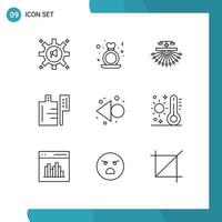Pictogram Set of 9 Simple Outlines of drink food ring web site Editable Vector Design Elements