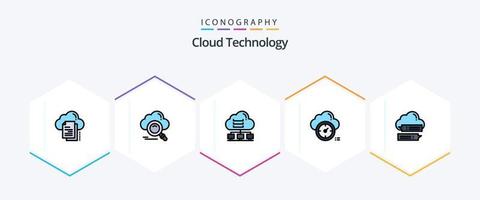 Cloud Technology 25 FilledLine icon pack including timer. dashboard. online. cloud. data vector