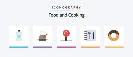 paquete de iconos de 5 alimentos planos que incluye. libro. . diseño de iconos creativos vector