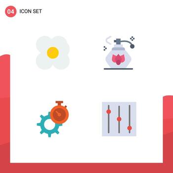 Set of 4 Modern UI Icons Symbols Signs for egg setting cleaning timer tools Editable Vector Design Elements