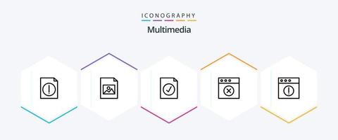 Multimedia 25 Line icon pack including . . selected. mac. alert vector