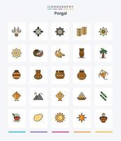 Creative Pongal 25 Line FIlled icon pack  Such As coconut. setting. diwali. growth. leafe vector