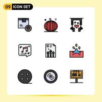 Universal Icon Symbols Group of 9 Modern Filledline Flat Colors of music message harvest chat nature Editable Vector Design Elements