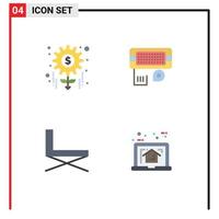 Flat Icon Pack of 4 Universal Symbols of money furniture tasks data rest Editable Vector Design Elements