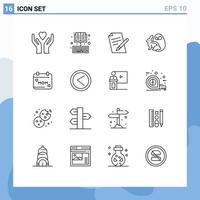 Universal Icon Symbols Group of 16 Modern Outlines of day rabbit file easter egg Editable Vector Design Elements