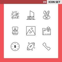 9 iconos creativos signos y símbolos modernos de decoración de muebles bynny boda amor elementos de diseño vectorial editables vector