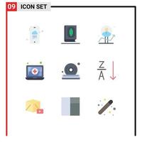 Set of 9 Modern UI Icons Symbols Signs for player dvd user disc success Editable Vector Design Elements