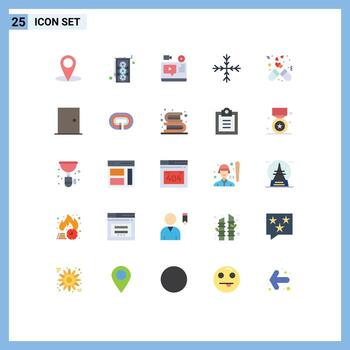 25 User Interface Flat Color Pack of modern Signs and Symbols of love dose blog capsule snowflake Editable Vector Design Elements