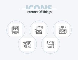 Internet Of Things Line Icon Pack 5 Icon Design. online shopping. wifi. gps location. trolley. cart vector