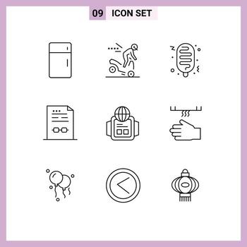 Modern Set of 9 Outlines and symbols such as technology contract road certificate agreement Editable Vector Design Elements