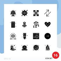 Set of 16 Modern UI Icons Symbols Signs for office business user scale arrow Editable Vector Design Elements