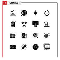 Universal Icon Symbols Group of 16 Modern Solid Glyphs of document world global save arrow Editable Vector Design Elements