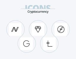 paquete de iconos de línea de criptomonedas 5 diseño de iconos. moneda. moneda criptográfica. bloque de red. cripto. vóxeles vector