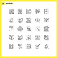 25 iconos creativos signos y símbolos modernos de pintura táctil encabezado pasatiempos actividades elementos de diseño vectorial editables vector
