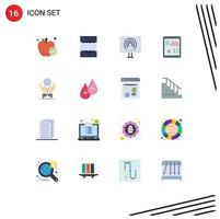 16 Universal Flat Color Signs Symbols of hand patient report radio pulse health Editable Pack of Creative Vector Design Elements