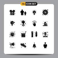 Modern Set of 16 Solid Glyphs Pictograph of online dollar parental control light idea Editable Vector Design Elements