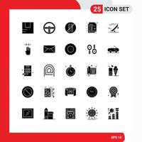 User Interface Pack of 25 Basic Solid Glyphs of fast drawing food document forbidden Editable Vector Design Elements