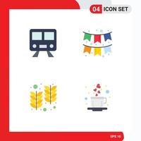 4 Flat Icon concept for Websites Mobile and Apps maps holi train flag wheat Editable Vector Design Elements