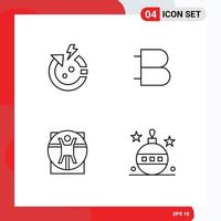 Stock Vector Icon Pack of 4 Line Signs and Symbols for arrow virtruvian world crypto medical Editable Vector Design Elements