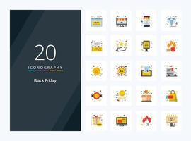 20 Black Friday Flat Color icon for presentation vector