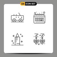 Universal Icon Symbols Group of 4 Modern Filledline Flat Colors of hummer holiday calendar routine earrings Editable Vector Design Elements