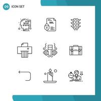 9 Thematic Vector Outlines and Editable Symbols of gym shredder ssl paper road Editable Vector Design Elements