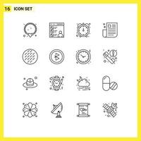 Group of 16 Modern Outlines Set for belgian ui efficiency page news Editable Vector Design Elements