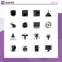 16 Thematic Vector Solid Glyphs and Editable Symbols of referee technology browser software business Editable Vector Design Elements