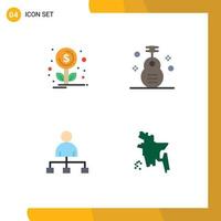Modern Set of 4 Flat Icons Pictograph of financing cinema classic instrument share Editable Vector Design Elements
