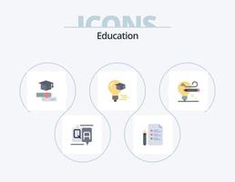 Education Flat Icon Pack 5 Icon Design. pencil. graduation. books. education. bulb vector