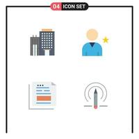 Set of 4 Commercial Flat Icons pack for hotel document service star invoice Editable Vector Design Elements