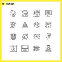 16 Creative Icons Modern Signs and Symbols of padlock ontechnology city book traffic Editable Vector Design Elements