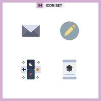 Pack of 4 creative Flat Icons of email tarot sms text book Editable Vector Design Elements