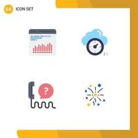 Pack of 4 creative Flat Icons of chart help diagnostic timer service Editable Vector Design Elements