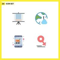 User Interface Pack of 4 Basic Flat Icons of board cart web network online shop Editable Vector Design Elements