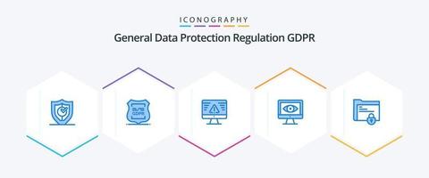 Gdpr 25 Blue icon pack including document. security. privacy. computer. error