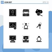 9 Universal Solid Glyphs Set for Web and Mobile Applications heart photo cloud computing image internet cloud Editable Vector Design Elements