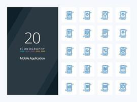 20 Mobile Application Blue Color icon for presentation vector