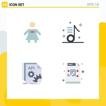 4 concepto de icono plano para sitios web móviles y aplicaciones aplicación de pajarita desarrollador de notas de audio elementos de diseño vectorial editables vector