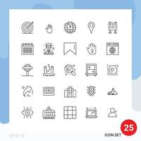 Set of 25 Commercial Lines pack for advertisement map future of money location decentralized Editable Vector Design Elements