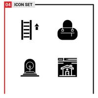 Universal Icon Symbols Group of 4 Modern Solid Glyphs of ladder tree arrow growth web Editable Vector Design Elements