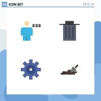 Pack of 4 Modern Flat Icons Signs and Symbols for Web Print Media such as avatar setting human interface vehicle configuration Editable Vector Design Elements