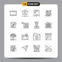 Pack of 16 Modern Outlines Signs and Symbols for Web Print Media such as font letter shopping image graphic Editable Vector Design Elements