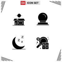 Modern Set of 4 Solid Glyphs and symbols such as open product nature product magic ball analysis Editable Vector Design Elements