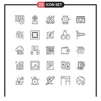 25 Thematic Vector Lines and Editable Symbols of science test modern super connected digital Editable Vector Design Elements