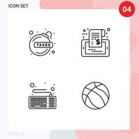 Pack of 4 Modern Filledline Flat Colors Signs and Symbols for Web Print Media such as bomb computer tax phone hardware Editable Vector Design Elements