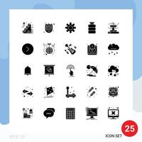 Pack of 25 Modern Solid Glyphs Signs and Symbols for Web Print Media such as garden buildings setting food dinner Editable Vector Design Elements